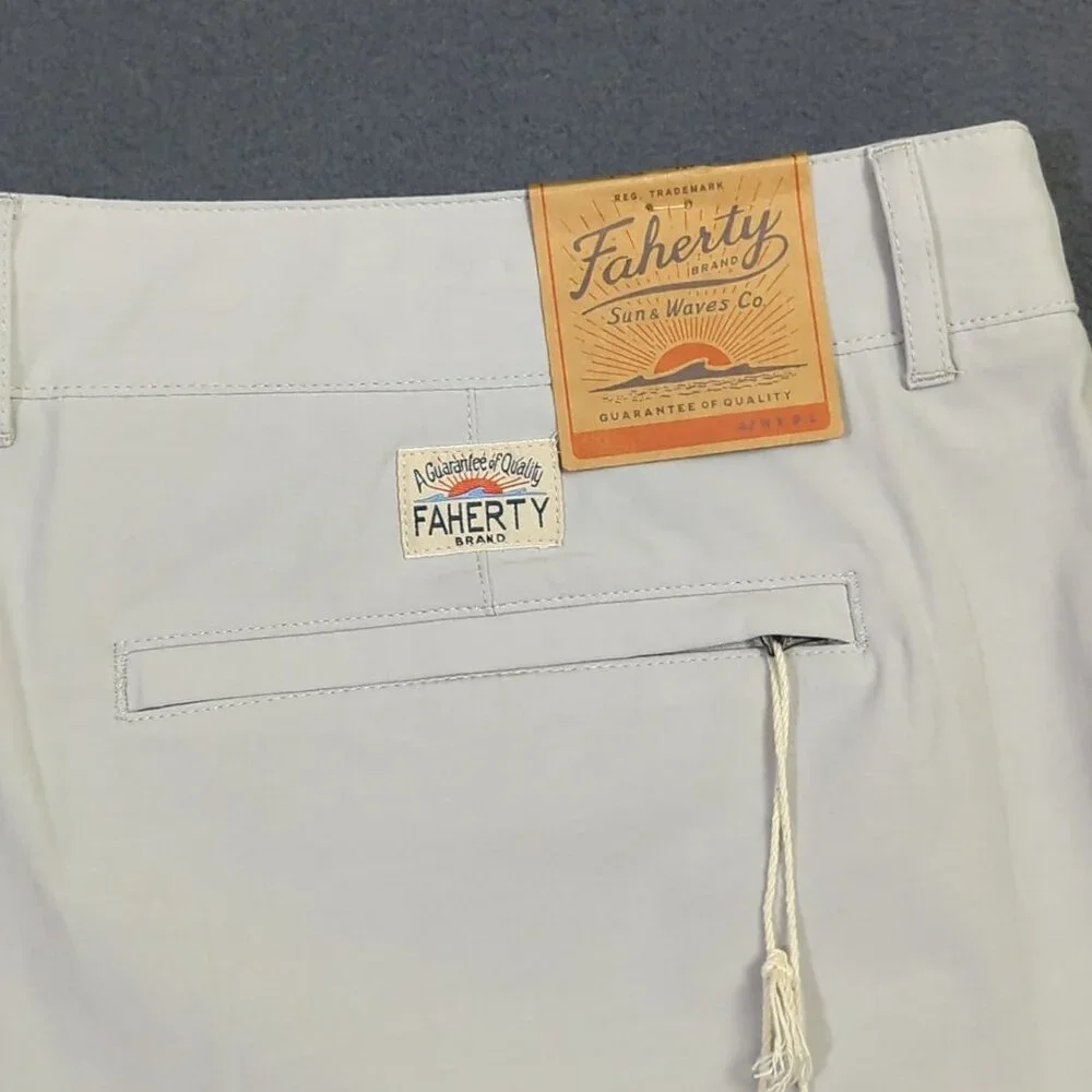 Faherty Shorts Men's 42 Gray All Day Shorts Flat Front Drawstrings NWT